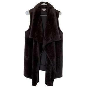 Peace & Pearls faux fur black women’s vest sweater vest jacket M